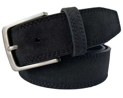 ItalianBeltCompany Men's Italian Suede Belt 40mm Black